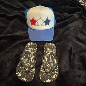 Tory Burch Flip Flops with Leaf Print